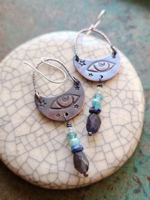 Tears Of Joy / Copper and Gemstone Earrings