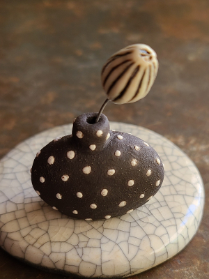 Polka Dots / Ceramic Mini Vase & Flower