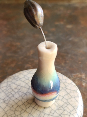 Blue Wave / Ceramic Mini Vase & Flower