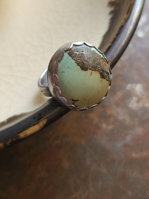 Mountain and River / Turquoise and Sterling Ring Size 8