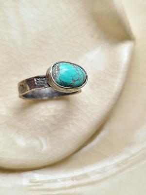 Butterfly Blue / Turquoise and Sterling Ring Adjustable