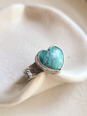 Heart Shaped World/ Sterling Silver and Turquoise Ring