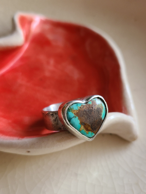 Reserved for Julie V / Love World / Adjustable Turquoise & Silver Ring