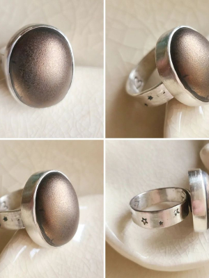 Black Hole Sun / Ceramic & Silver Ring