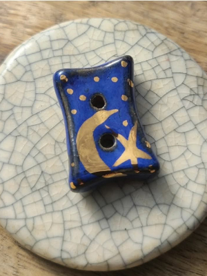 Indigo Sky / Ceramic Button w/ Gold Luster