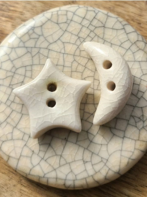 Moon & Star Crackle / Ceramic Button Set
