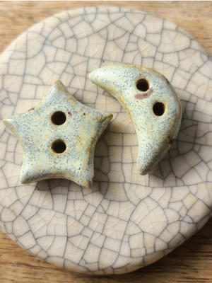 Moon & Star Pearl / Ceramic Button Set