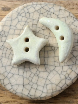Moon & Star / Ceramic Button Set