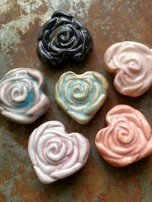 La Vie En Rose / Ceramic Heart Rose Bead Pre-Order