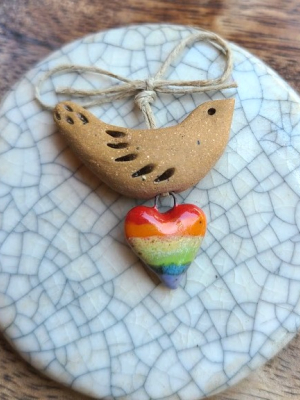 Love Is Love / Bird and Heart Bead and Charm