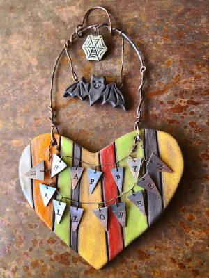 Reserved for Janet C./ Happy Halloween Mixed Media Ornament