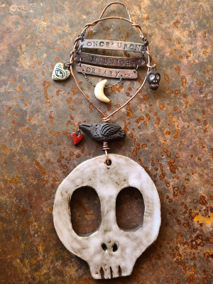 Reserved for Jenny O./ Once Upon A Midnight Dreary Mixed Media Ornament