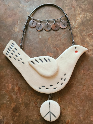 Peace / Ceramic and Copper Wall Decor/Ornament