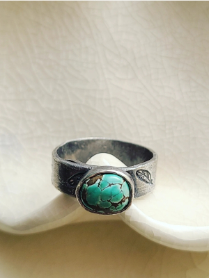 Blue Monday / Turquoise and Sterling Ring Adjustable