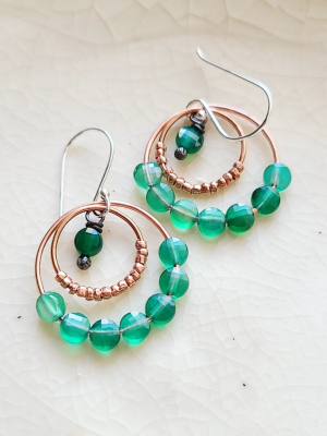 Reserved for Becky S. / Spring / Copper & Green Onyx Earrings