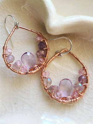 Reserved for Cathy M. / Sunshine In / Copper & Gemstone Earrings