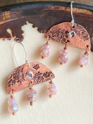 Secret Garden / Copper, Gemstone and Sterling Silver Earrings
