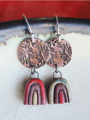 Rainbows / Copper, Ceramic and Sterling Silver Earrings