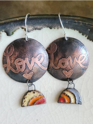 Love Is Love / Copper, Ceramic and Silver Earrings