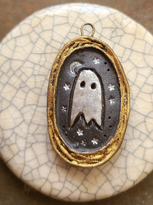 Reserved For Shari / Gold Ghost Portrait Pendant