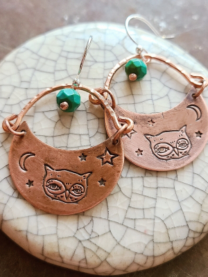 Night Owl / Copper and Turquoise Earrings