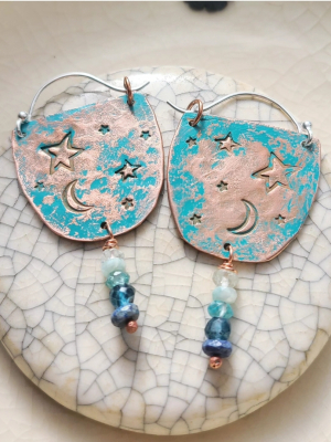 Dreamer / Copper and Gemstone Earrings