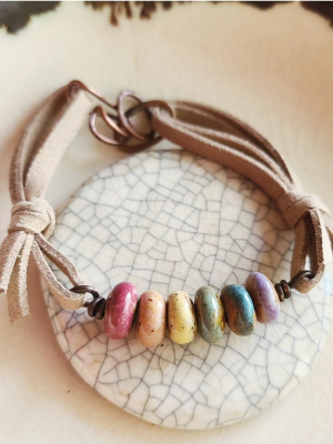 Rainbow / Ceramic Bead and Copper Bracelet