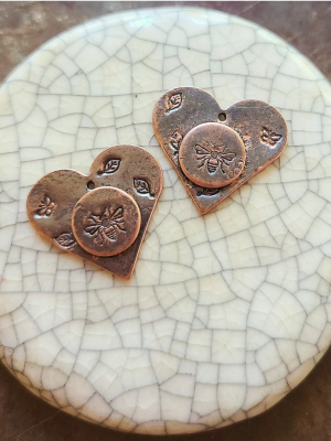 Bee Loved / Stamped Copper Charms
