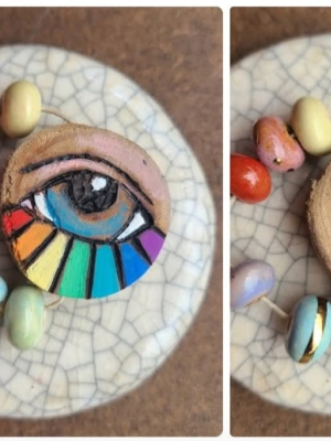 Eye Love You / Ceramic and Wood Set