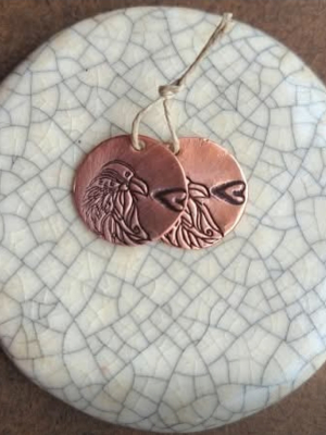 Crow Love / Stamped Copper Charm Set