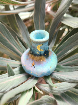 Midnight / Ceramic Mini Vase with gold luster