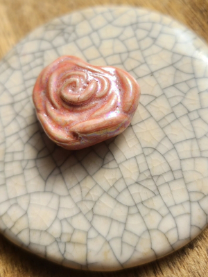 Rosie / Ceramic Bead with Mother of Pearl Luster