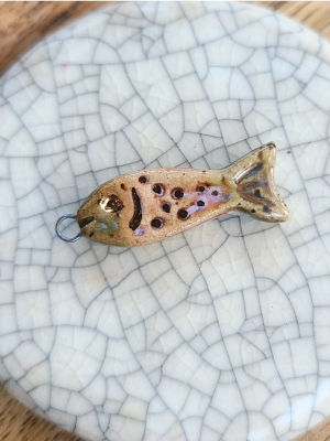Magic Fish / Ceramic Charm with Gold Luster