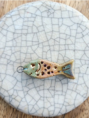 Sweet Fish / Ceramic Charm with Gold Luster