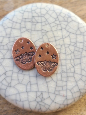 Moth and Stars / Copper Charm Pair