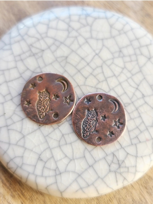 Owl and Stars / Copper Link Pair