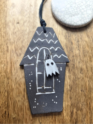 Haunted House #1 / Ceramic Halloween Ornament