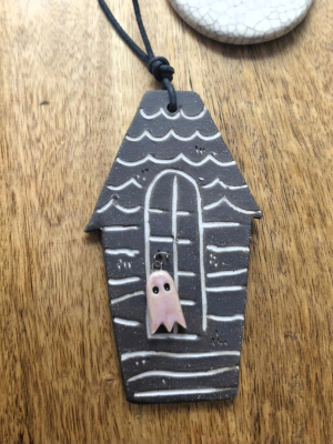 Haunted House #2 / Ceramic Halloween Ornament