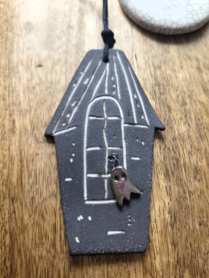Haunted House #3 / Ceramic Halloween Ornament