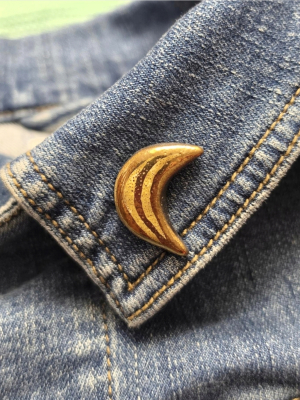 Golden Moon / Ceramic Art Pin