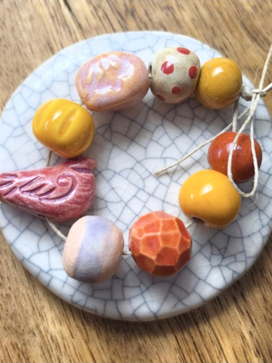 Summer Bird / Ceramic Bead Set